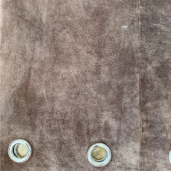 Vintage Sophie Chang Brown Suede Midi Skirt with Grommet Accents 8 - Picture 2 of 4